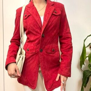 Cole Haan Vintage Goat Skin Suede Leather Jacket/Blazer Red Size Small